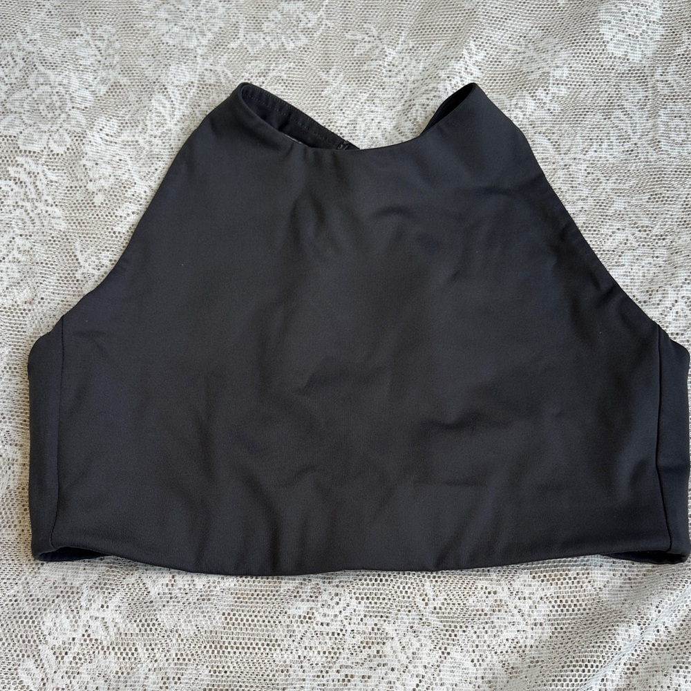 Girlfriend Collective Midnight Black Sports Bra High Neck Topanga Gym Top